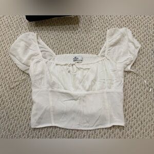 Hollister White Puff Sleeve Top small NWOT